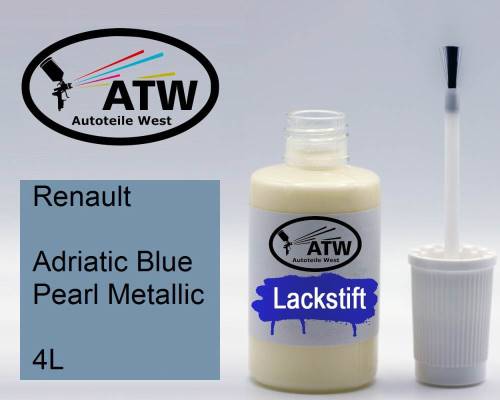 Renault, Adriatic Blue Pearl Metallic, 4L: 20ml Lackstift, von ATW Autoteile West.